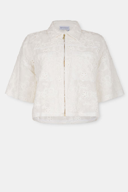 Tiffany Production Bluza sa floralnim vezom i rajsferšlusom